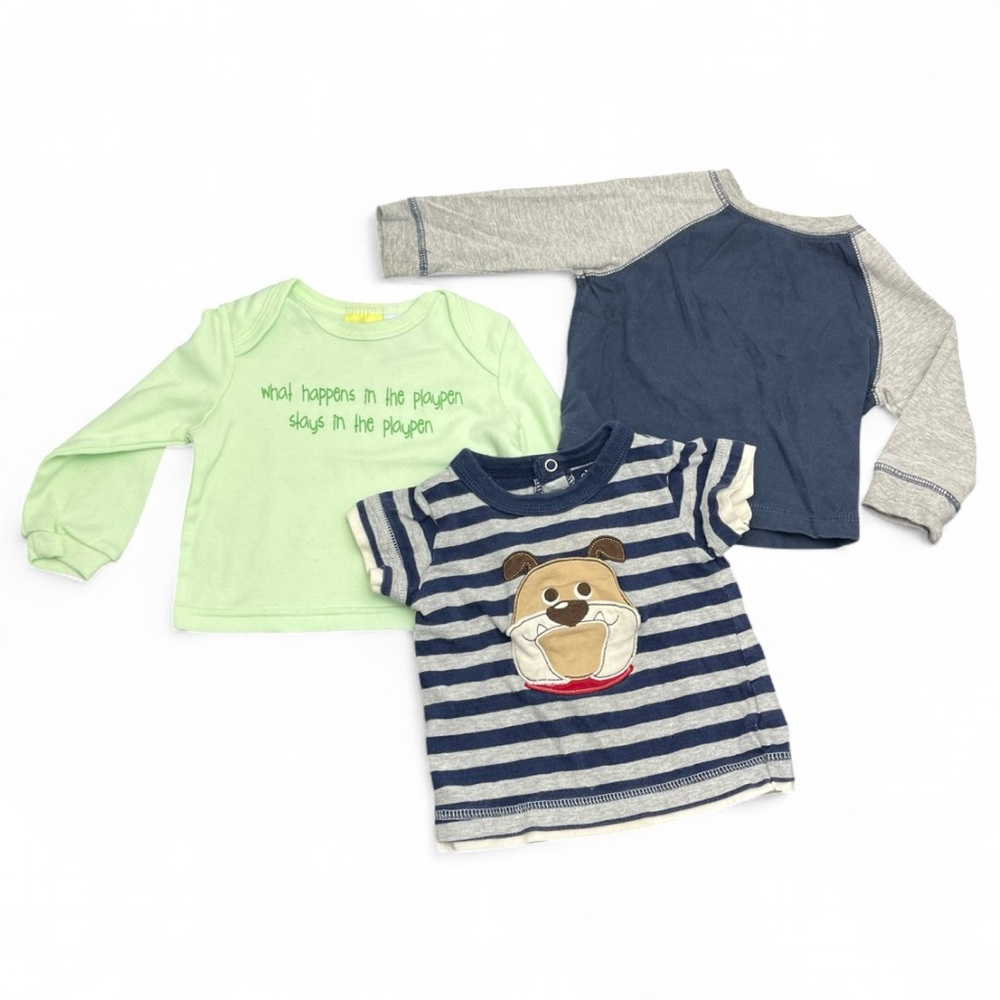 Baby Boy Striped and Graphic Shirt Set 6-9 Months